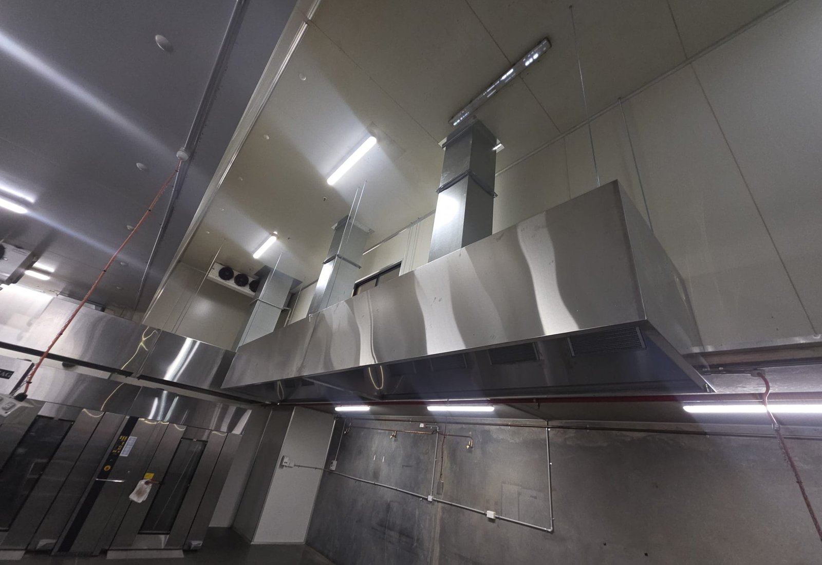 Stainless steel exhaust canopy installation