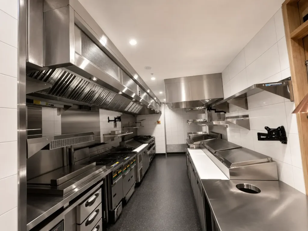 Stainless steel commercial kitchen exhaust canopy