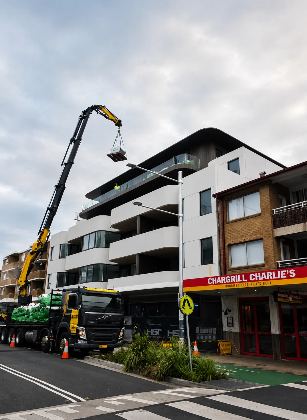 Crane lift rooftop ventilation installation